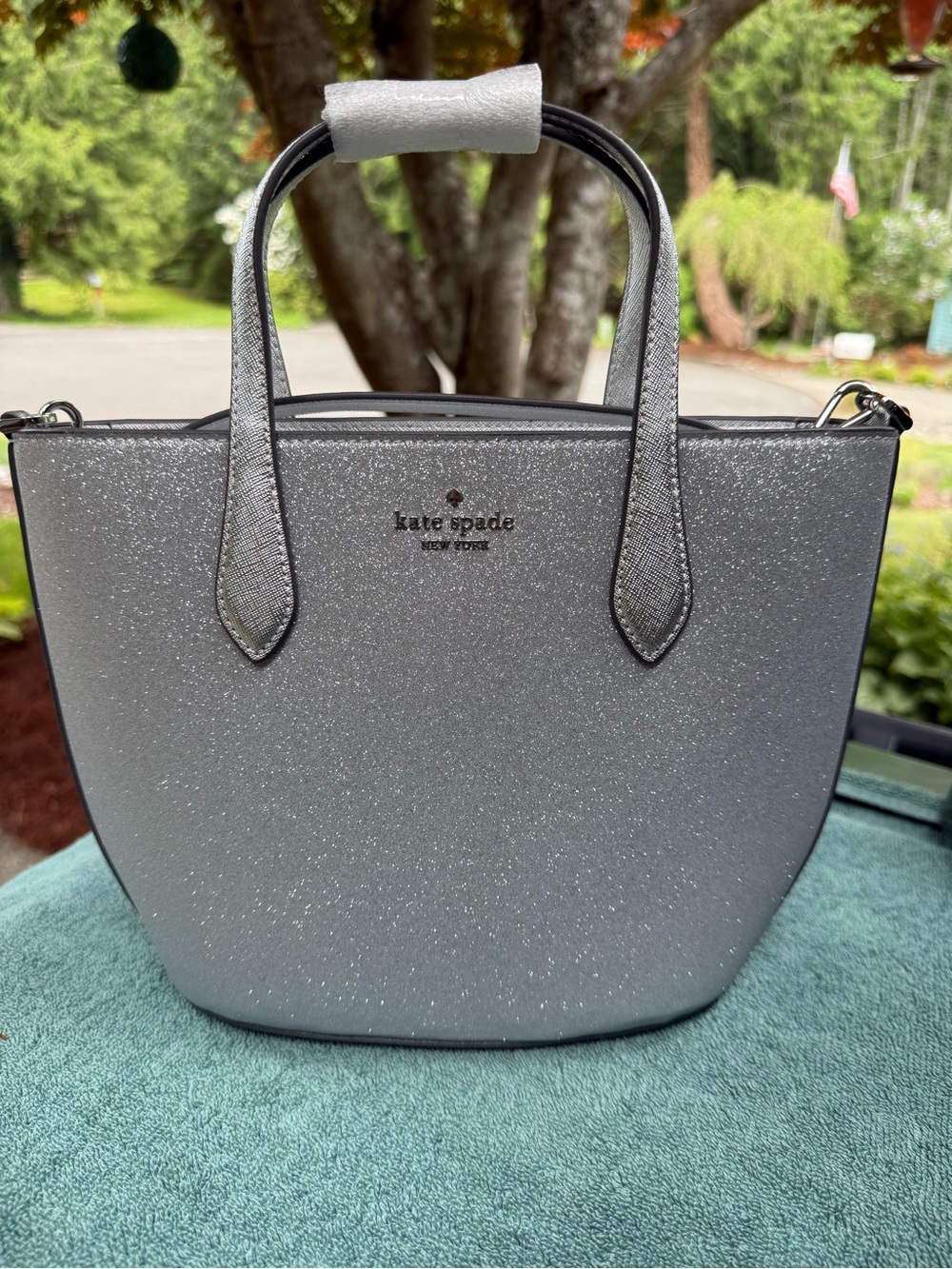 kate spade Silver Glitter Small Tote